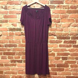 Talbots Pleated Split Neck Dress Petites Knit Midi Dress